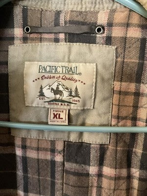 Pacific Trail Mens XL Beige Canvas Lined Barn Field Coat Parka Pockets Retro