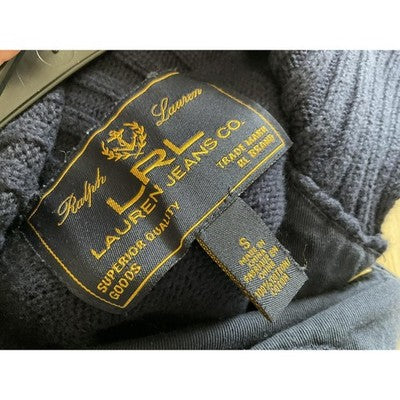 Ralph Lauren Jeans Co Sweater Womens Small Navy Blue Ribbed Collar Pullover Knit