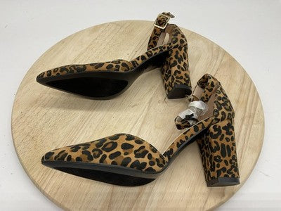 Forever Shoes Womens Size 6 Brown Leopard D'Orsay Ankle Strap Pumps SONGFUL-6