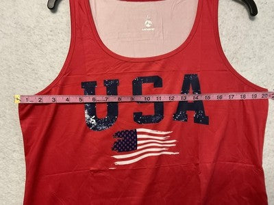 UINKE Tank Top Womens Large Red USA Flag Graphic UPF50+ Athletic Patriotic