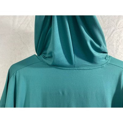 UK2LA Beach Vibes Hoodie Womens Large Teal Graphic Drawstring Hem Sweatshirt