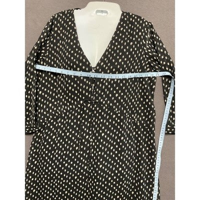 Kersh Black White Splash Polka Dot Dress Size M Chiffon V-Neck Lined Boho