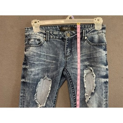 Premiere Rue 21 Blue Skinny Jeans 5/6R Distressed Ripped Curvy Fit