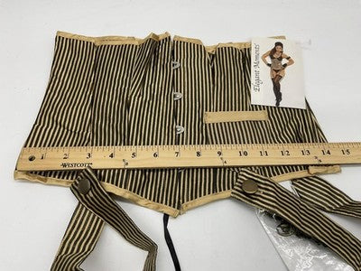 Elegant Moments Corset Womens 38 Gold Black Striped Steampunk Garter Belt 4650