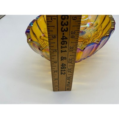 Indiana Glass Harvest Grape Bowl Unisex Large Marigold Iridescent Carnival Glass