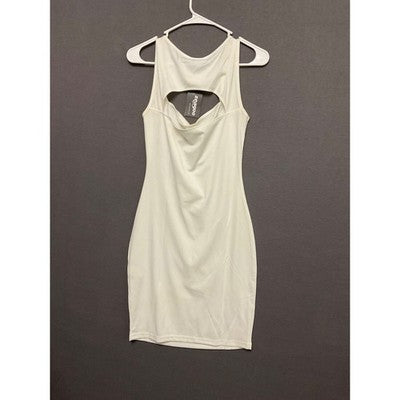 Zeagoo White Stretch Cutout Bodycon Dress Sleeveless Women's Size S NWT