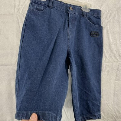 Ecko Unltd Shorts Boys 12 Blue Denim Bermuda Flat Front Rhino Logo Casual