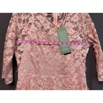 Chetta B Pink Floral Lace Maxi Dress Womens Size 12 Lined Formal Gown No Belt