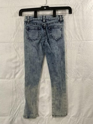 AQ Jeans Jeans Girls 6 Blue Denim Skinny Ruffle Distressed Adjustable Waist
