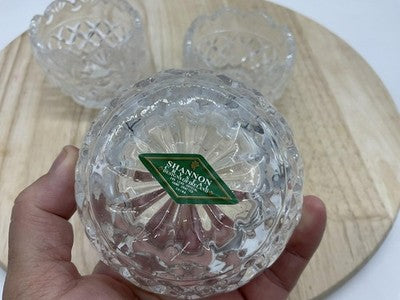 Shannon Crystal Designs Of Ireland Set 3 Small Cut Glass Bowls Diamond Dessert