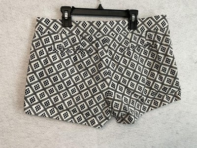 J.Crew Chino Shorts Womens 8 White Black Geometric Stretch Twill 4in Summer
