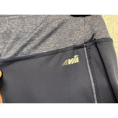 Avia Pants Womens Small Blue Leggings Mesh Back Panels Reflective Yoga Training