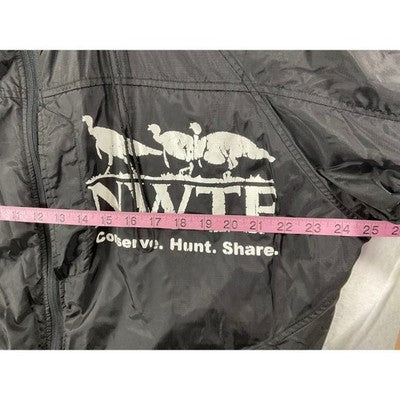 NWTF Windbreaker Jacket Mens XL Black Turkey Hunting Conservation Graphic