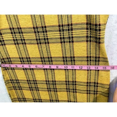 Popular 21 Plaid Mini Dress Womens L Yellow Black Bodycon 90s Style ST8008-CT