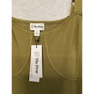 The Drop Dress Womens 5X Olive Green Knit Bodycon Bustier Adjustable Straps