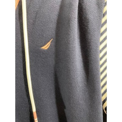 Nautica Hoodie Dress Womens Large Navy Blue Striped Sleeve Logo Hem 07D922 NEW