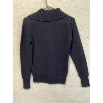 Ralph Lauren Jeans Co Sweater Womens Small Navy Blue Ribbed Collar Pullover Knit