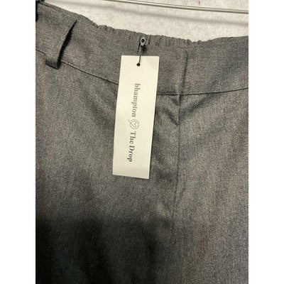 bhampton The Drop Pants Womens Medium Gray Wide Leg Button Detail Pockets Career