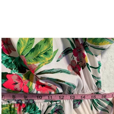 Hit of Blush Tropical Floral Mini Dress Women XL White Pink Off The Shoulder