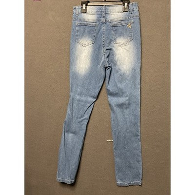 V.I.P. Jeans Juniors 3 Light Wash Shredded Skinny Stretch Distressed