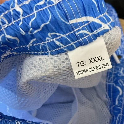Smede Swim Trunks Mens 3XL Blue Tropical Floral Elastic Waist Mesh Pockets