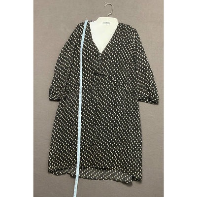 Kersh Black White Splash Polka Dot Dress Size M Chiffon V-Neck Lined Boho
