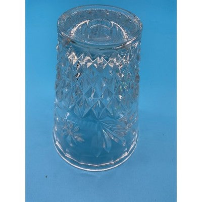 Vintage Clear Pressed Glass Vase 5" Tall Diamond Starburst Pattern Floral HEAVY