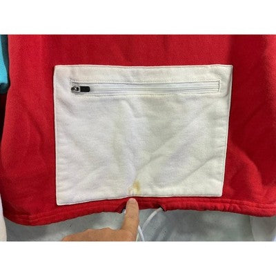 Kappa Cropped Hoodie Womens Medium Red Colorblock Logo Streetwear Pullover