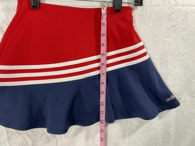 Adidas Skort Girls 10-12 Red Blue Striped Tennis Elastic Waist Shorts Active