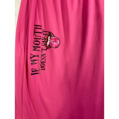 SHEIN Graphic Midi Skirt Womens XL Pink If My Mouth Doesnt Say It Bodycon Casual
