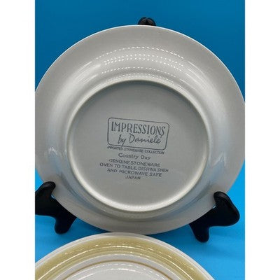 Vtg Impresions By Danielle Riverside Dinner Plates Set Of 3 Genuine Stoneware