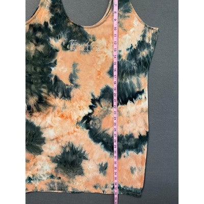 Rue 21 "Exotic" Tie Dye Ribbed Tank Dress 2X Sleeveless Rhinestone Graphic Y2K