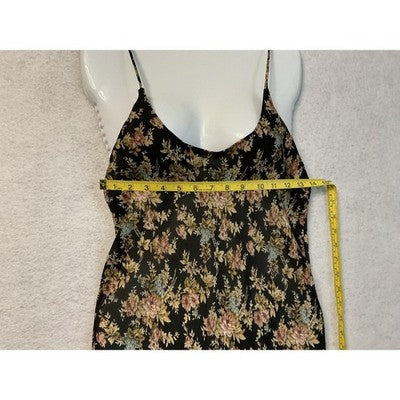 Cacique Dress Womens Small Black Floral Slip Nightgown Chemise Spaghetti Strap