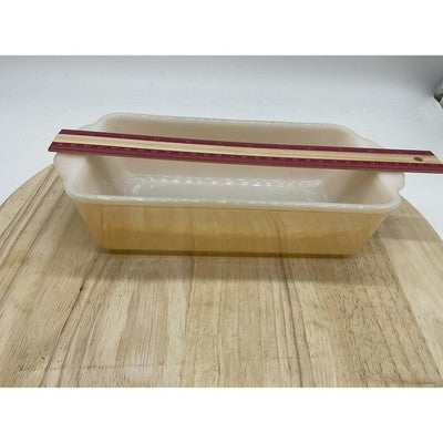 Vintage Fire-King Copper Tint Loaf Pan Milk Glass Baking Dish Oven Ware Made USA