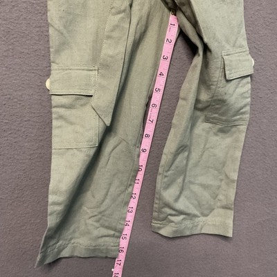 Green Paperbag Waist Pants NWT Girls  Size 3T Cotton Flex Cargo Pockets Belted