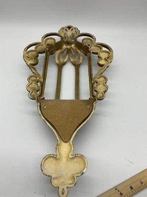 Gold Resin Wall Vase Large Scroll Woven Basket Planter Hanging Floral Decor MCM