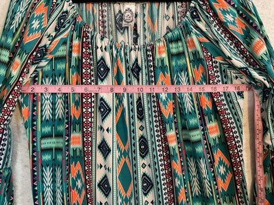 2B Together Dress Womens 3X Multicolor Geometric Bell Sleeve Boho Swing