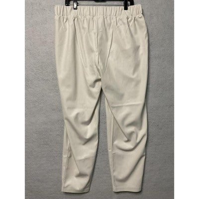 Lisadnyc The Drop Pants Womens 2XL Cream Faux Leather Pull On High Rise Pockets
