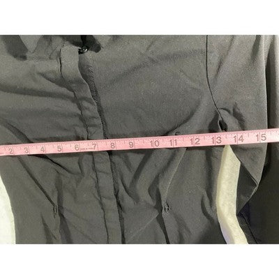 Iris Button Down Shirt Womens Small Black Long Sleeve Darted Tailored Top