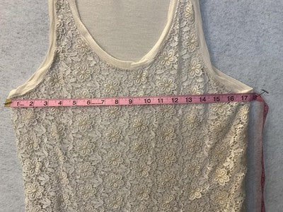 J Crew Tank Top Womens Medium White Floral Lace Embroidered Camisole Scoop Neck