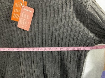 LAMISSCHE Sweater Womens Medium Gray Ribbed Bell Sleeve Relaxed Knit Pullover