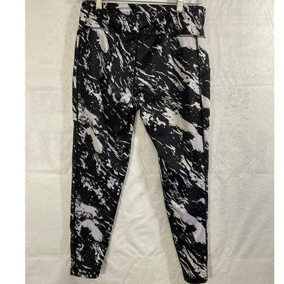 Pro Player Leggings Womens Med Black White Marble Splash Wicking Athletic Pants