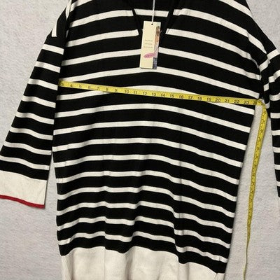 Dokotoo Sweater Womens XL Black White Striped Collared Knit Pullover Oversized
