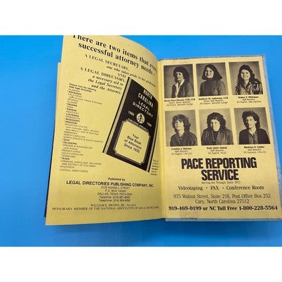 1989 North Carolina Legal Directory Published Annually Vintage Reference Book