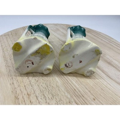 Vintage Art Nouveau Porcelain Vases Pair Handled Floral Roses Germany 8 Inch