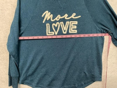 Secret Treasures Sweatshirt Womens Small Green More Love Graphic Pullover Lounge