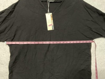 DOKOTOO Shirt Womens Medium Black V Neck Short Sleeve Dolman Relaxed Casual Top