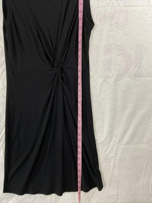 Olivia Grey Dress Womens Large Black Sleeveless Twist Front Sheath Knee Length