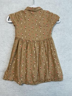 Lucky Penny Shirt Dress Girls 6X Brown Floral Button Front Collared Casual Cute