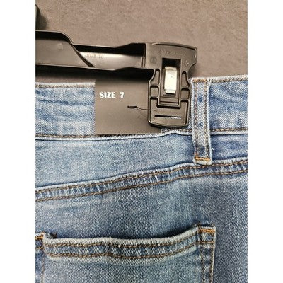 Traffic Jeans Wear Sz 7 Distressed Raw Hem Straight Leg Jeans Light Wash Stretch